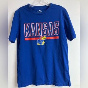 Men’s Kansas University T-Shirt, M, Short Sleeves, Blue/Red